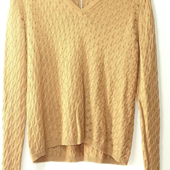 FRANCO MIRABELLI Silk Top Sweater V Neckline OLIVE - Picture 2 of 3